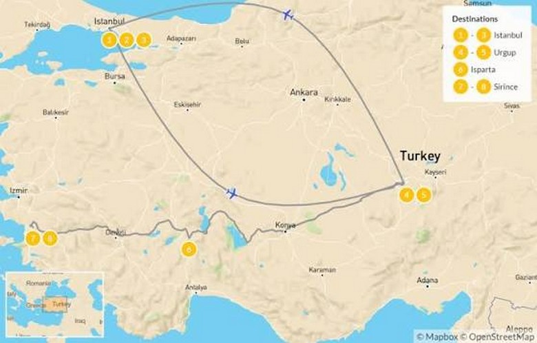 Bản đồ tuyến Istanbul, Cappadocia, Pamukkale, Ephesus